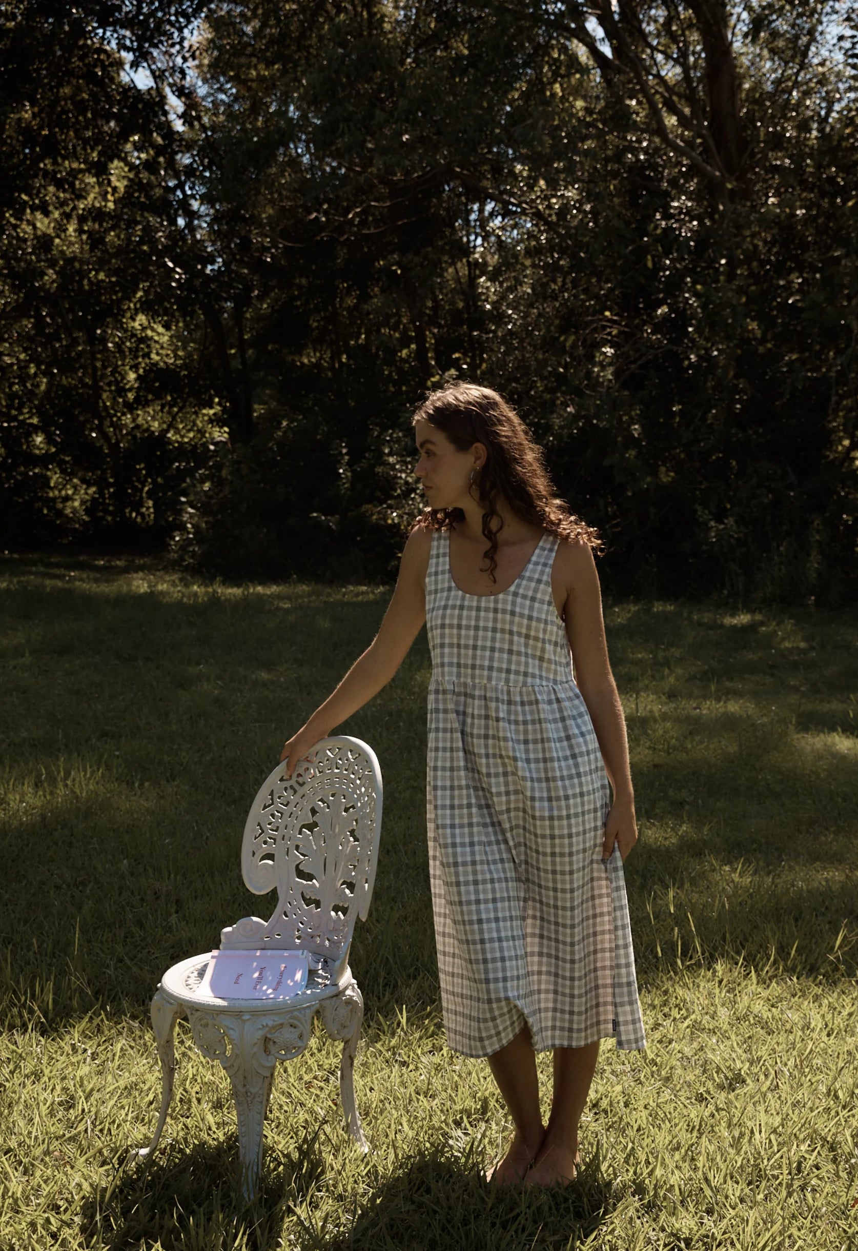 afends leo midi dress SALE Afends Leo Organic Check Midi Dress Black/ White