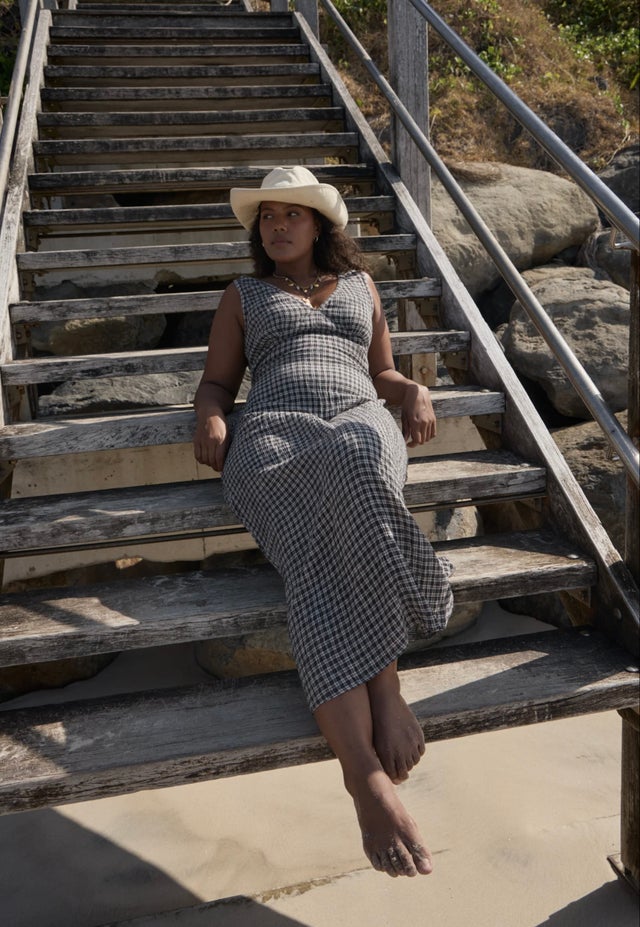 slim fit dress slacks Hemp Maxi Dress - Womens Sustainable Style Summer Dress | AFENDS Womens Tully - Seersucker Maxi Dress main image 0