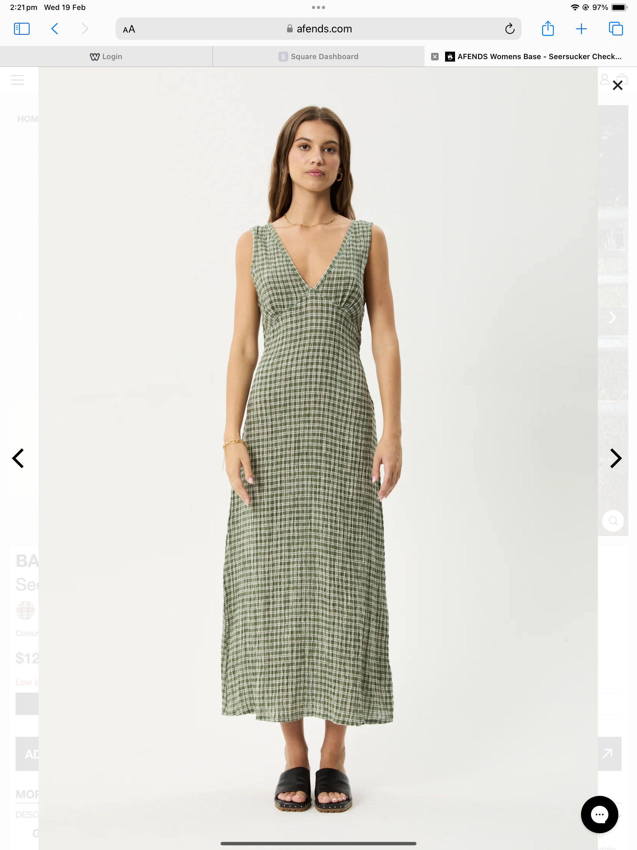 Afends Base Tully Hemp Seersucker Check Maxi Dress Deep Green Check |  Native Threads